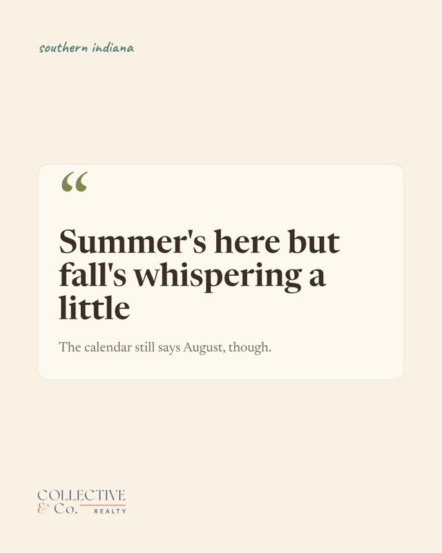 Real Social Studio card: a seasonal quote card reading Summer's here but fall's whispering a little